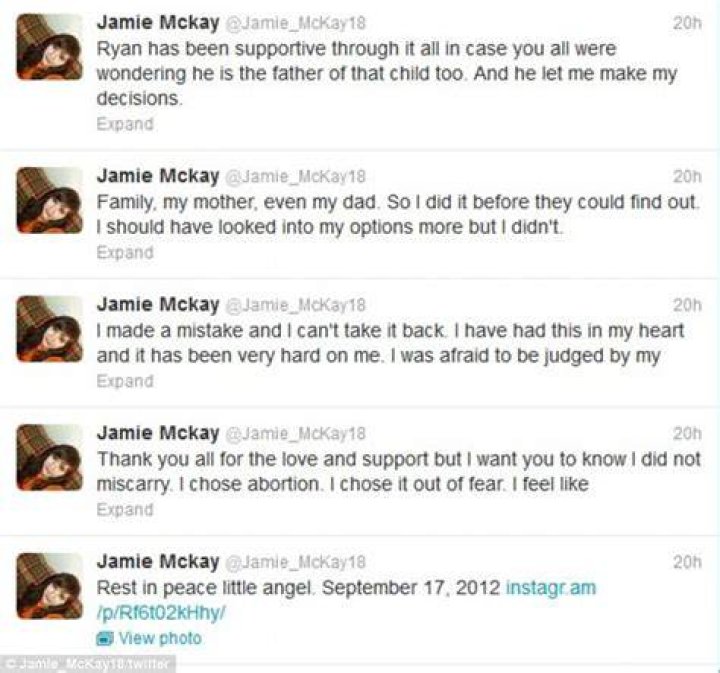 ‘16 & Pregnant’ Jamie McKay, 18, tweets about her abortion: ‘I chose it out of fear’