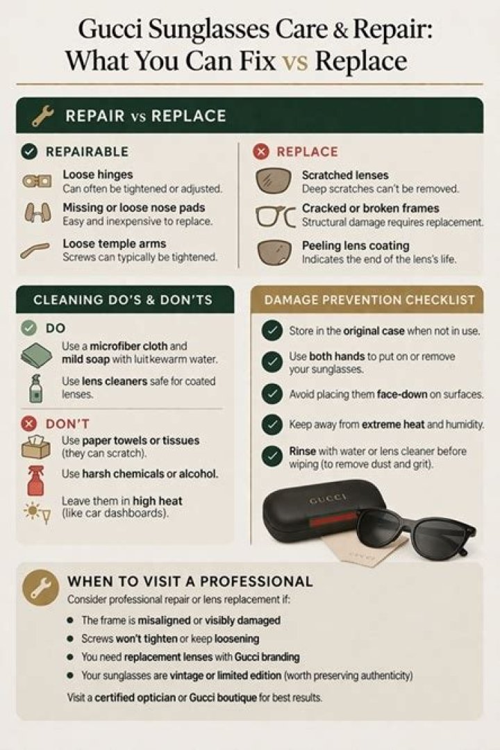 Can Gucci sunglasses be repaired?