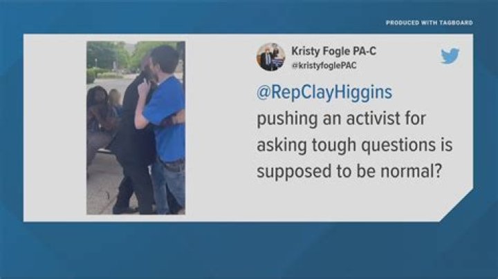 
Clay Higgins, Lousiana Rep, trolled for pushing protester Jake Burdett from press conference: Watch video 