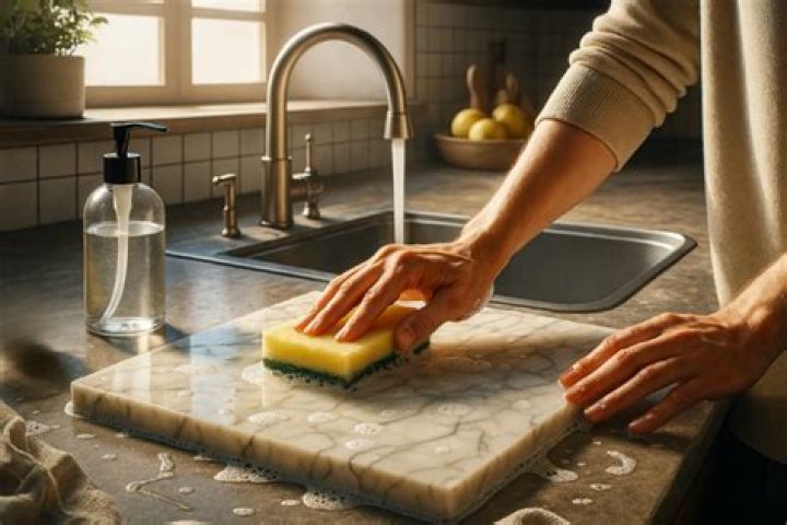 How do you remove stains from a marble cutting board?