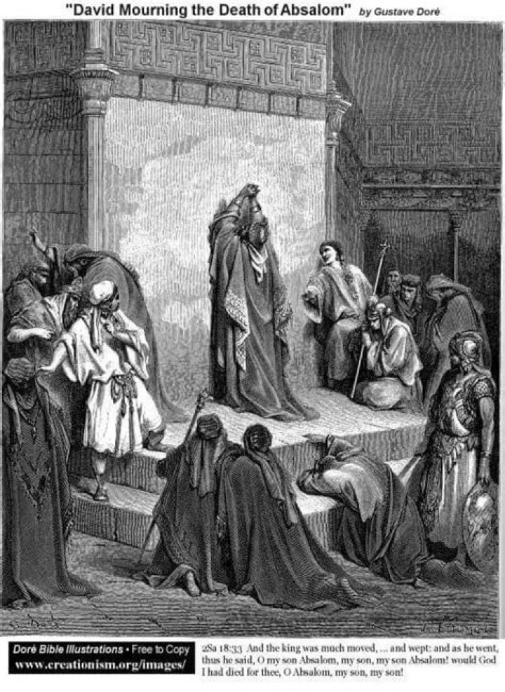 How does Absalom die in the Bible?