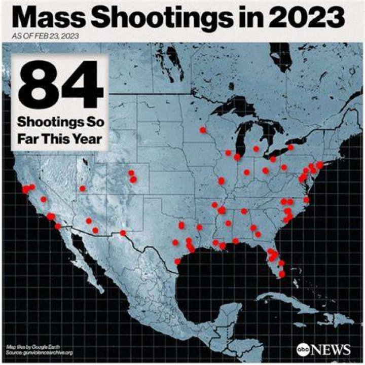 
How many mass shootings took place in 2023 in the US? 