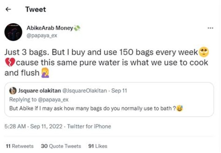
‘In a week, I use 150 bags of pure water to cook, bath and flush toilet’ – Influencer Papaya Ex laments pains of living in Lekki 