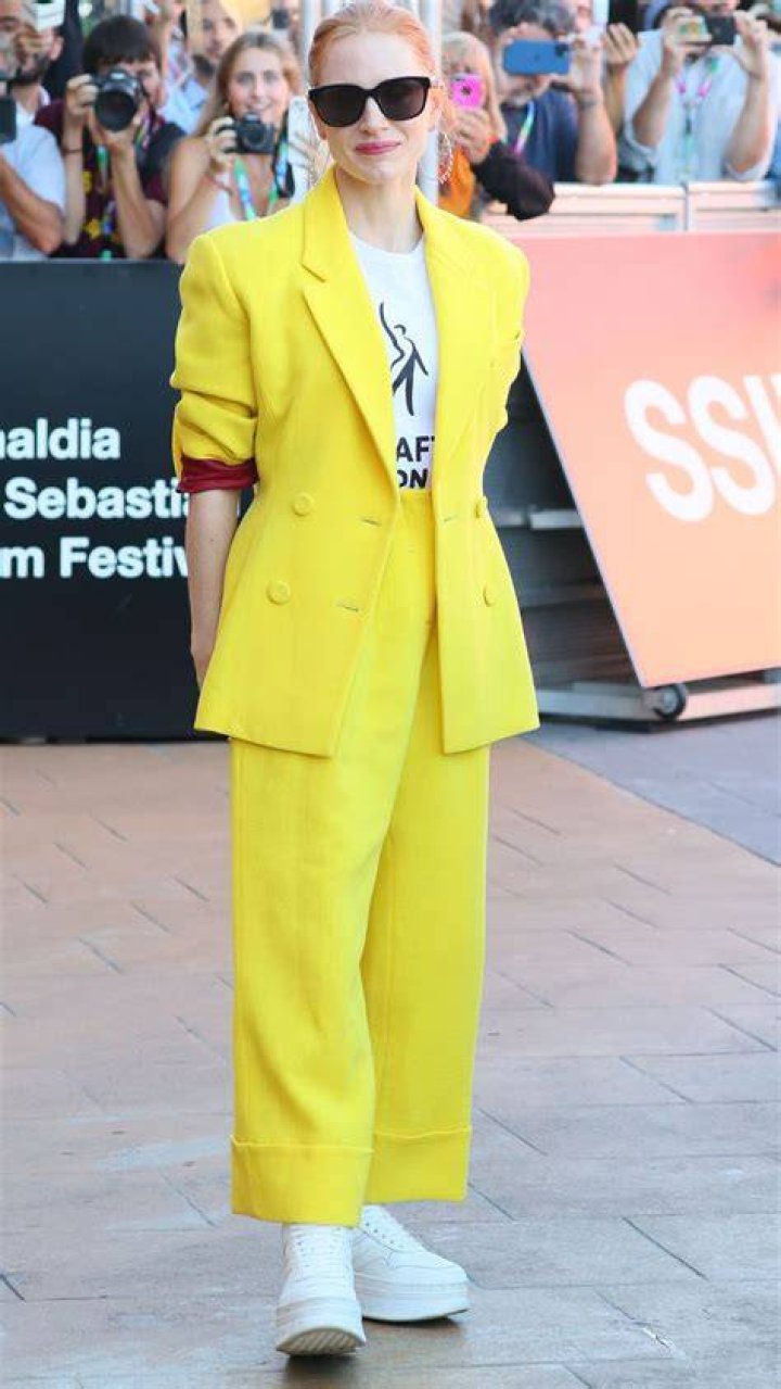 Jessica Chastain wore a yellow suit in San Sebastian: love it or loathe it?