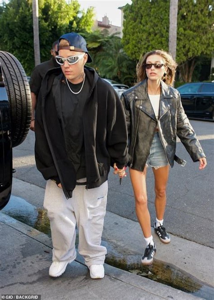 Justin Bieber holds hands with wife Hailey Bieber after a lunch date