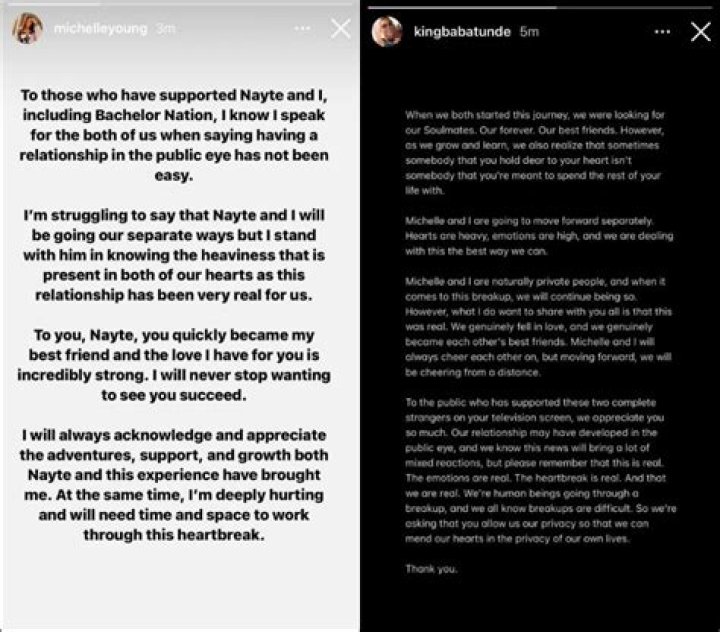 
Michelle Young Shared The News Of Her Breakup With Nayte Olukoya On Instagram 