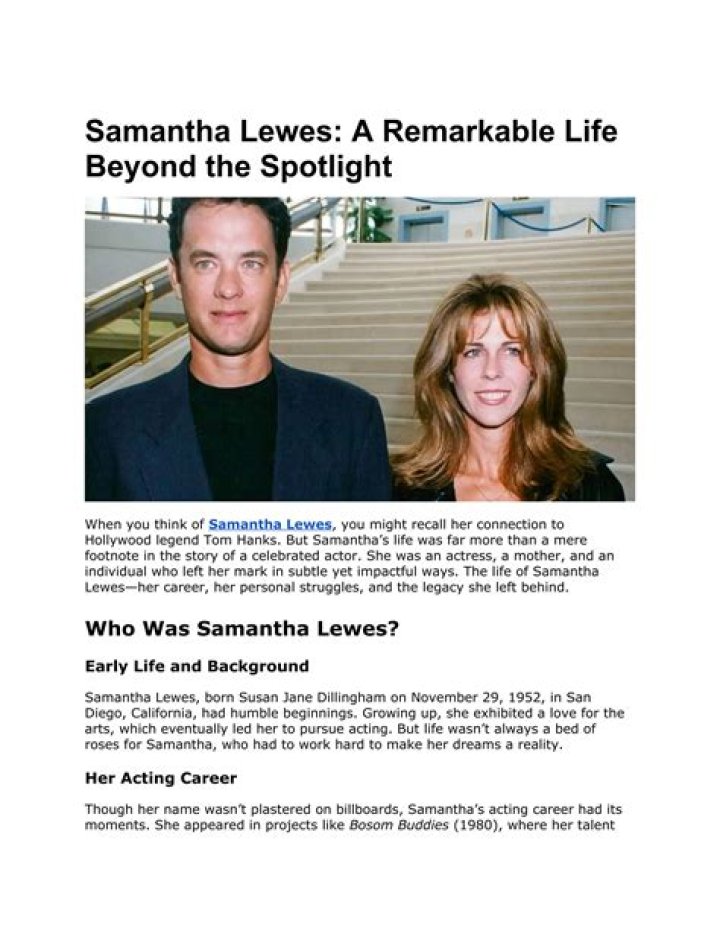 Samantha Lewes - Trivia, Family, Bio