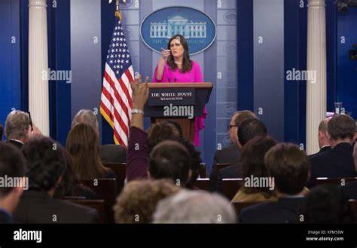 Sarah Sanders daily briefing and general views of a White House sink hole