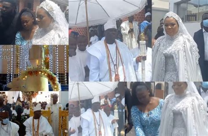 
The Ooni Of Ife And His First Wife, Olori Mariam, Hold A Wedding Reception 