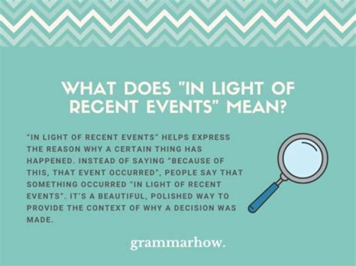 What does in light of recent events mean?